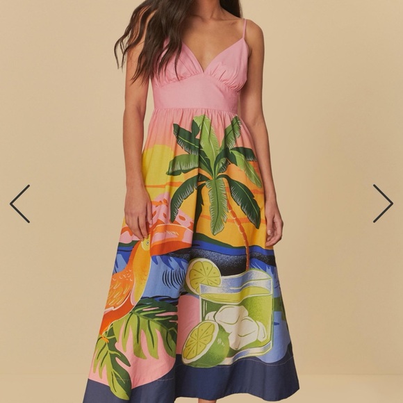 FARM Rio Pink and Yellow Tropical Maxi Dress - Picture 2 of 3